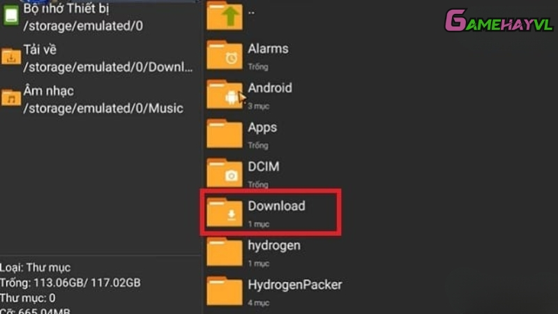 mở thư mục Download để tìm file Delta X Cài Đặt Delta X VNG