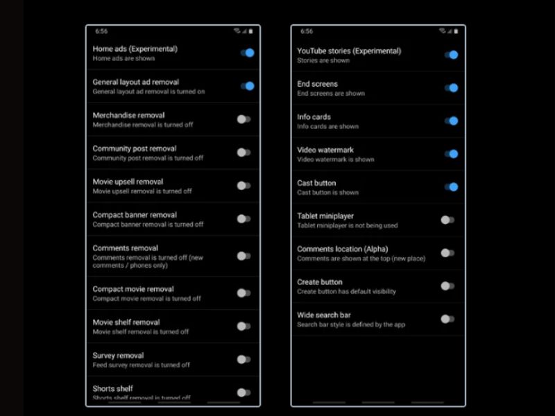 Tải Youtube Vanced Mod APK (Unlocked Premium, No Ads) v20.40.45 Mới Nhất Cho Android Bộ tuỳ chỉnh nâng cao trong Vanced Settings trong Youtube Vanced Apk
