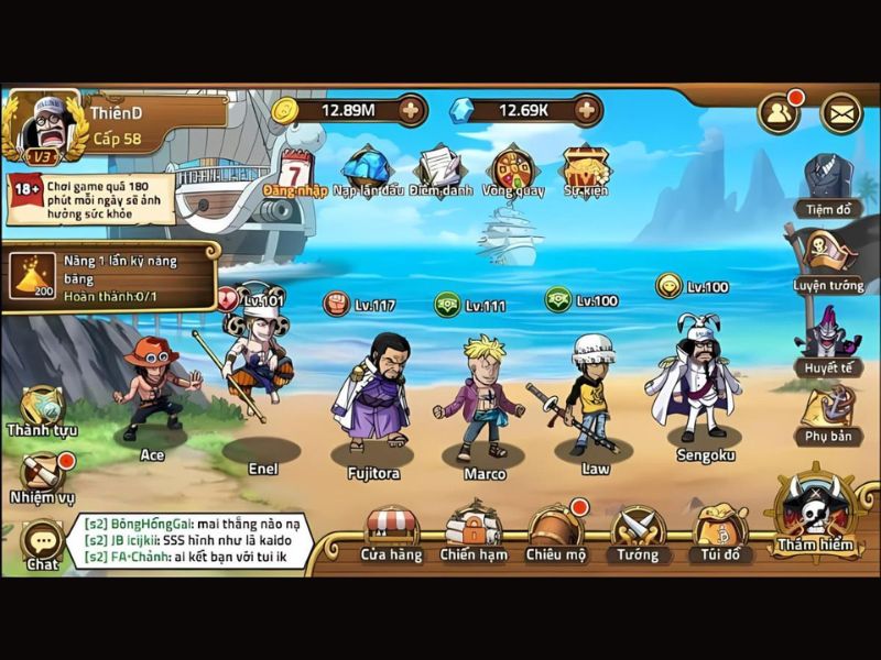 Tải hack Huyền Thoại Hải Tặc APK (Full Thùng Bia, Tướng, Kim Cương) v1.0.5 Cuộc Phiêu Lưu Giữa Đại Dương Bao La trong Huyền Thoại Hải Tặc APK