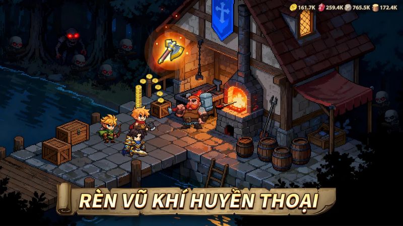 Tải Thời Đại Anh Hùng Mod APK (Vô Hạn Vàng, Kim Cương) v1.96.10 Rèn vũ khí huyền thoại trong Thời Đại Anh Hùng Mod APK