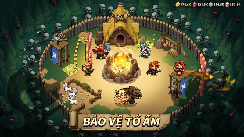 Tải Thời Đại Anh Hùng Mod APK (Vô Hạn Vàng, Kim Cương) v1.96.10 Bảo vệ thành vệ trong Thời Đại Anh Hùng Mod APK