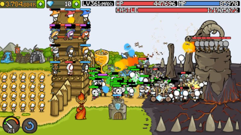 Tải Hack Grow Castle (Menu, Full Tiền, Kim Cương) v1.50.14 Gameplay thủ thành chiến lược và tốc độ cao trong Hack Grow Castle