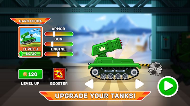 Tải Hack Hills Of Steel (Vô Hạn Tiền, Kim Cương, Xu) v8.7.0 Nâng cấp vũ khí và giáp bảo vệ trong Hack Hills Of Steel