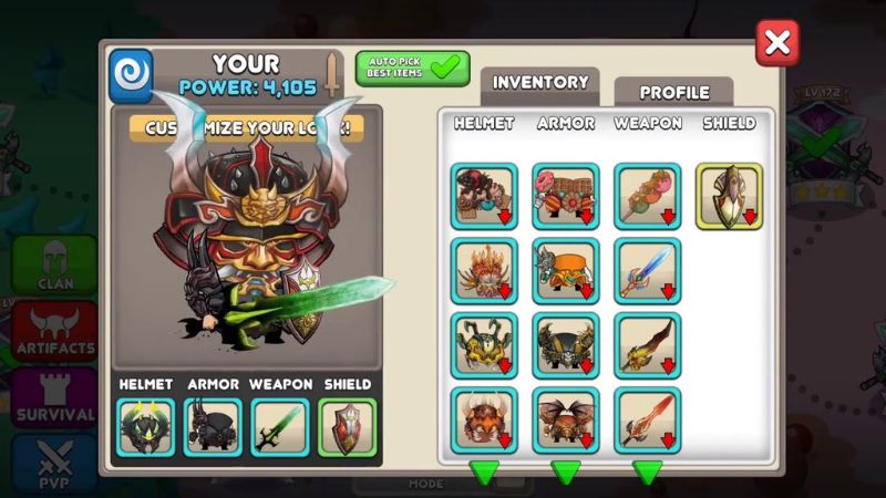 Tải Tiny Gladiators Hack (Full Tiền. Kim Cương, Bất Tử) v2.5.2 Nâng Cấp Đấu Sĩ Với Hệ Thống Vũ Khí Đa Dạng Trong Tiny Gladiators Hack